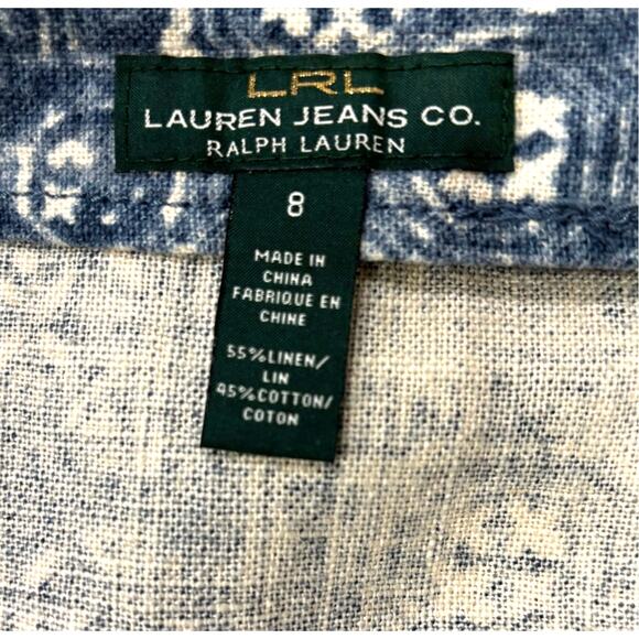 LRL Ralph Lauren Jeans Company Skirt linen cotton blend ruffle front casual sz 8 - Picture 3 of 5